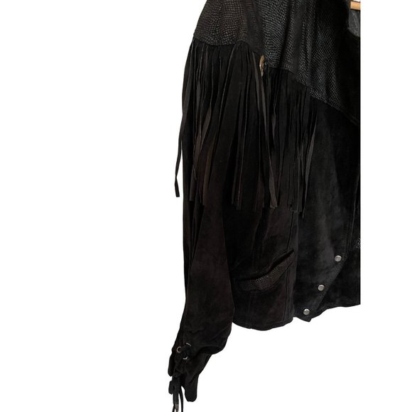 Leather G-III Global Identity Fringe Western Jacket Women's Size Large Vintage - Picture 5 of 8